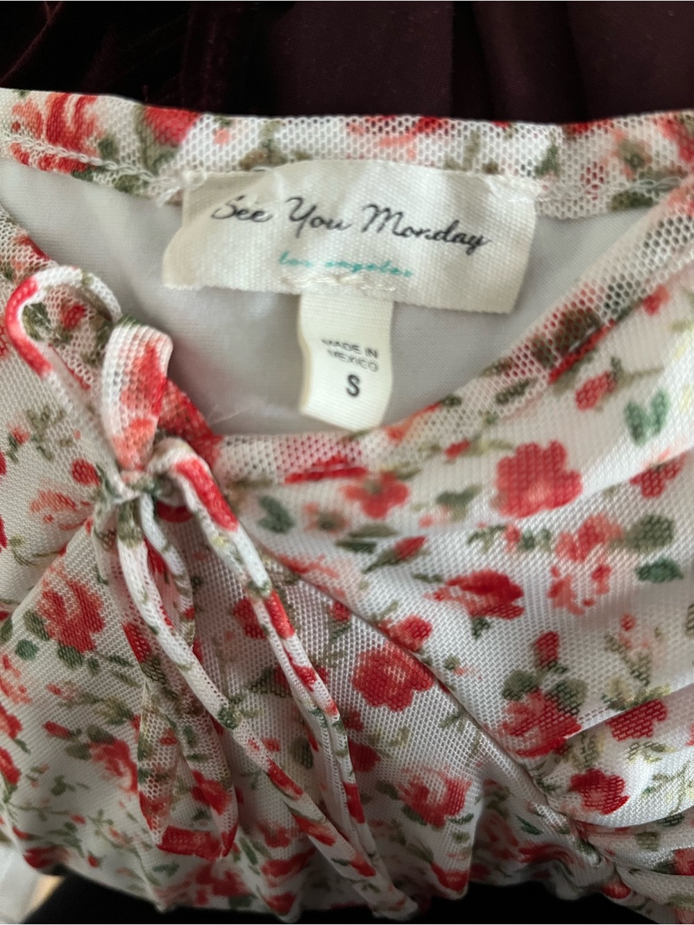 See You Monday Los Angeles Floral Midi Dress Small Puff Sleeve Cottagecore - Picture 2 of 3